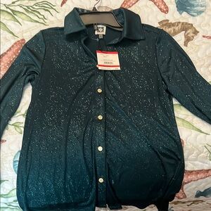 Anne Klein Sparkling Green Button-Up Blouse